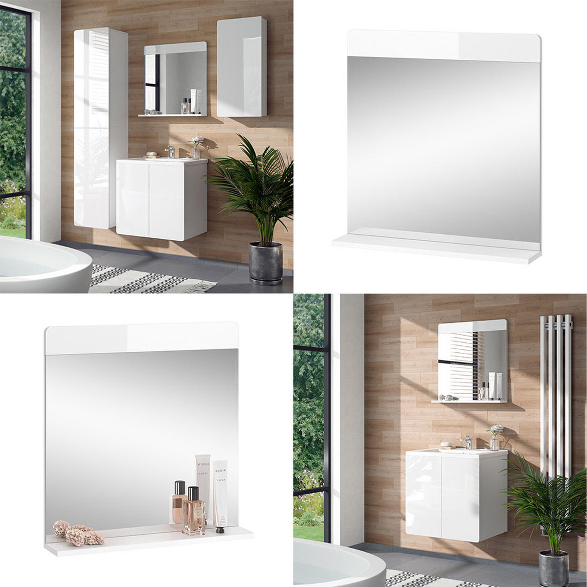 BADEZIMMERSPIEGEL Izan Weiß Hochglanz 60 x 62 cm - Weiß, Glas (60/62/12cm) - Vicco