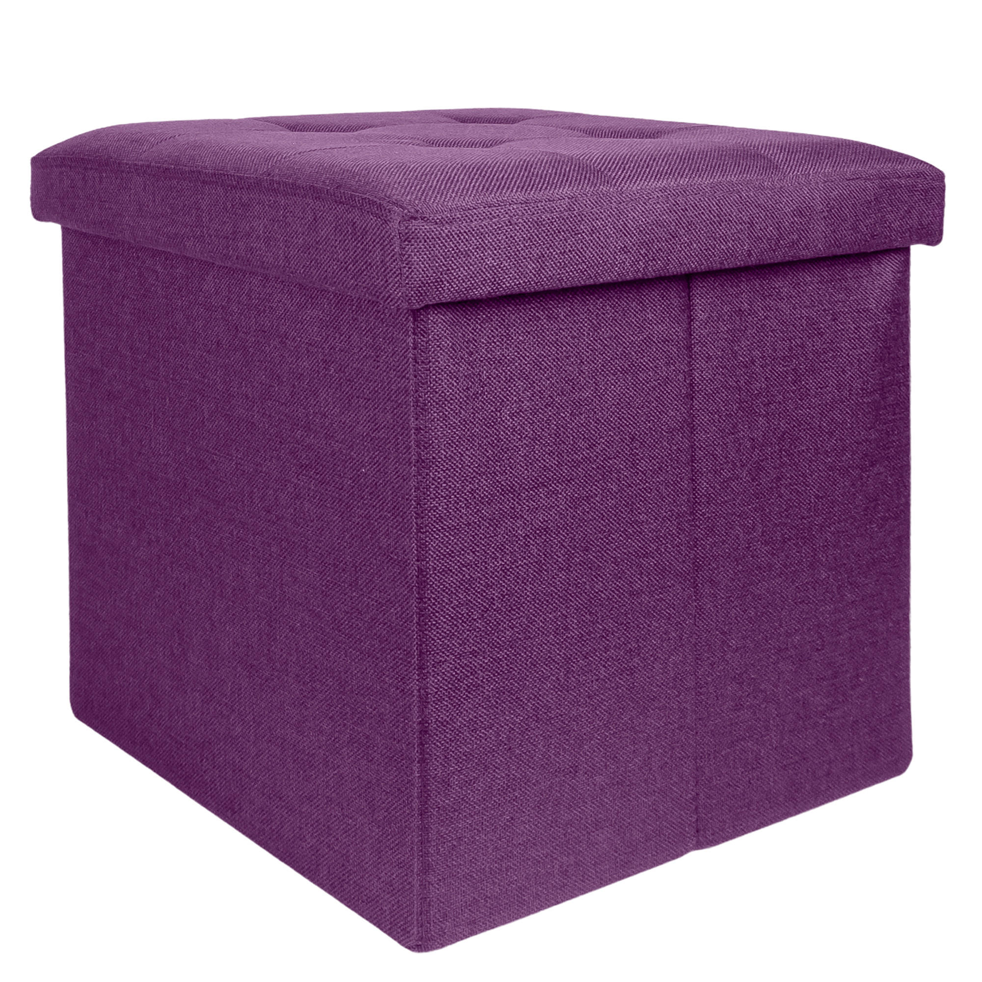 SITZHOCKER Faltbar mit Stauraum 38/38/38 cm (Lila) - Lila, Textil (38/38/38cm) - Intirilife