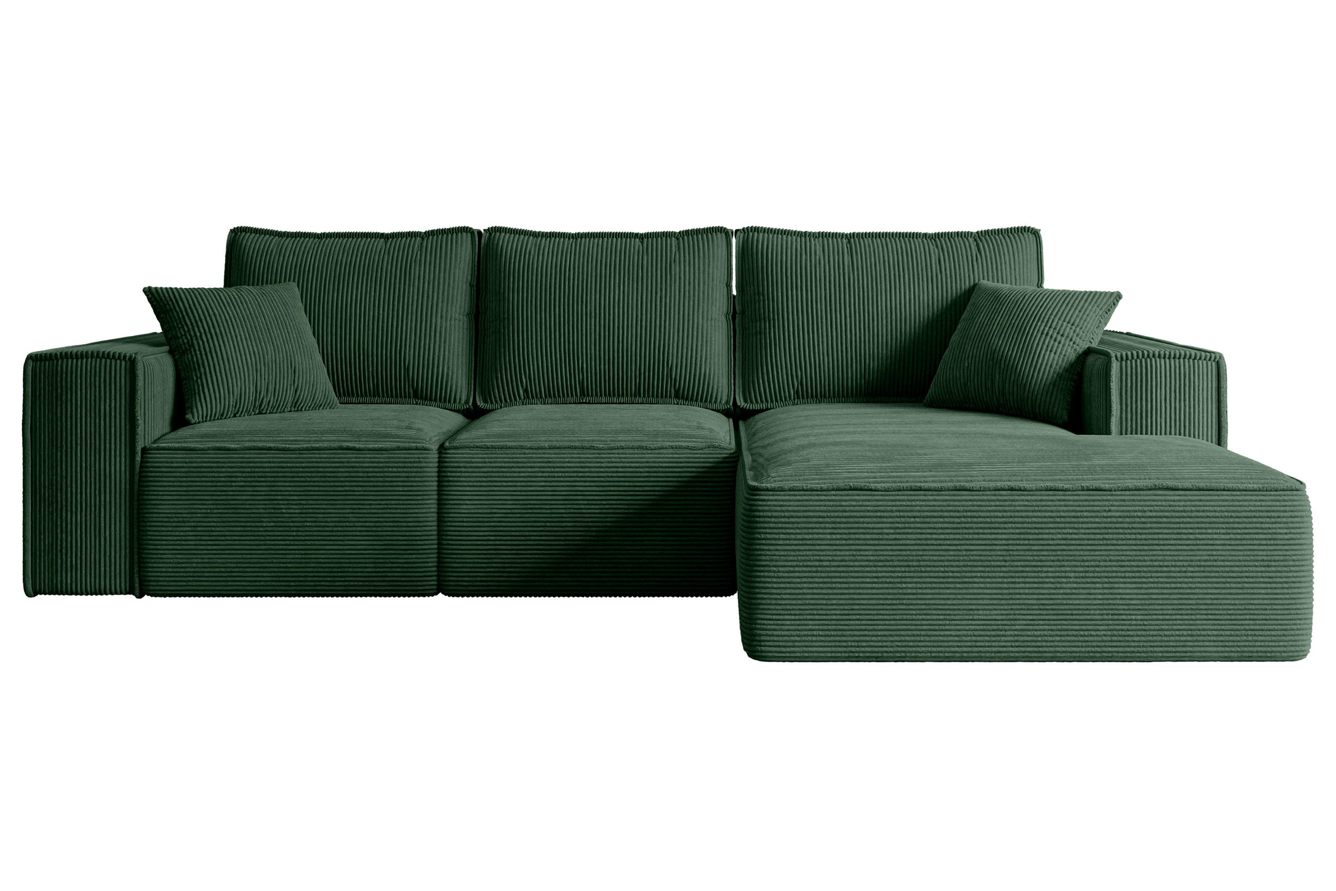 ECKSOFA mit Schlaffunktion und Bettkasten SERRA-L-S - 266x161x87 cm Grün Cord - Schwarz/Grün, Holzwerkstoff/Kunststoff (266/161cm) - ALTDECOR