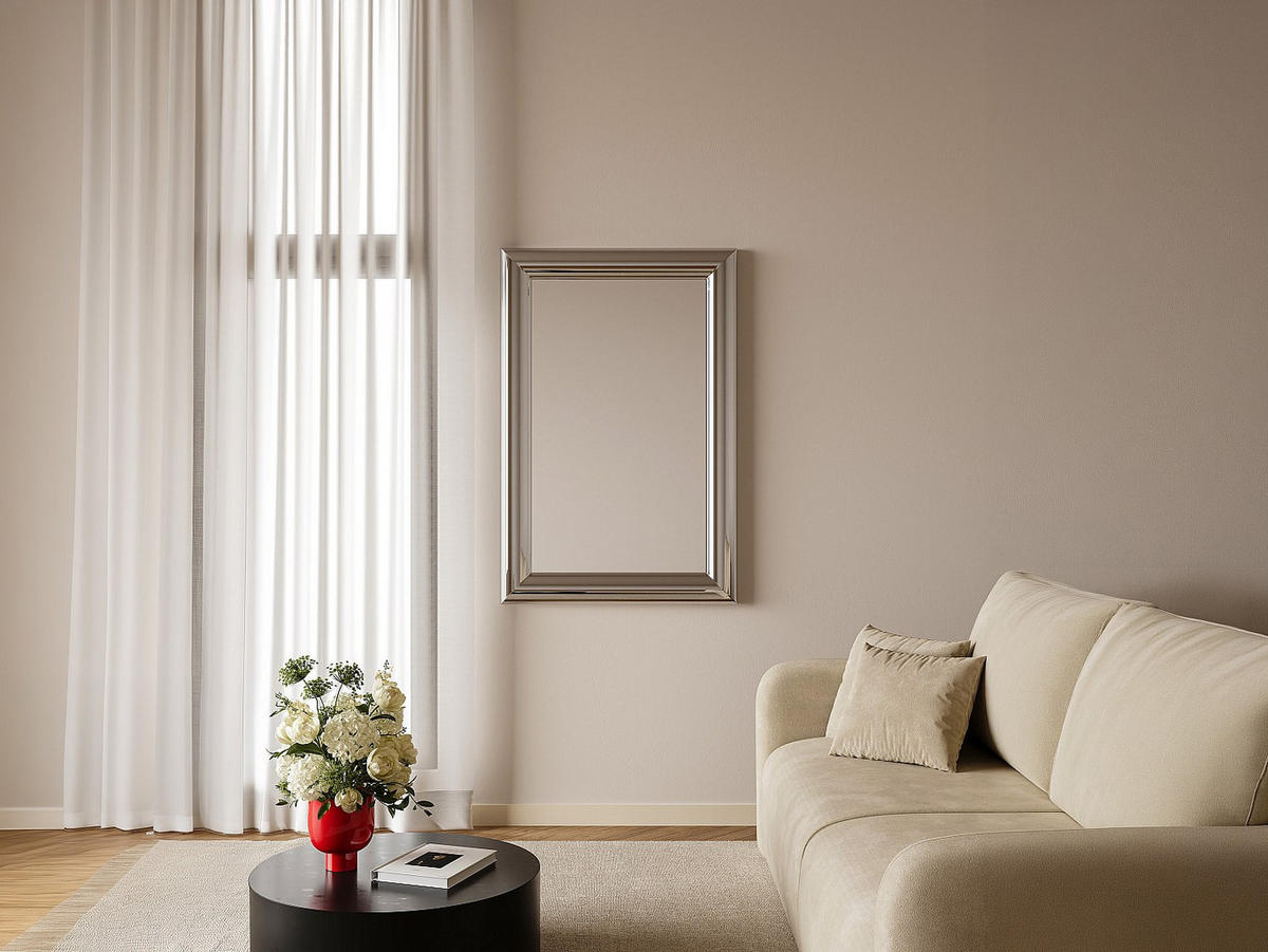 WANDSPIEGEL - 80 cm x 4 cm - Metall - Silberfarben - BORAYA - Silberfarben, Metall (80/120/4cm) - Vente-Unique