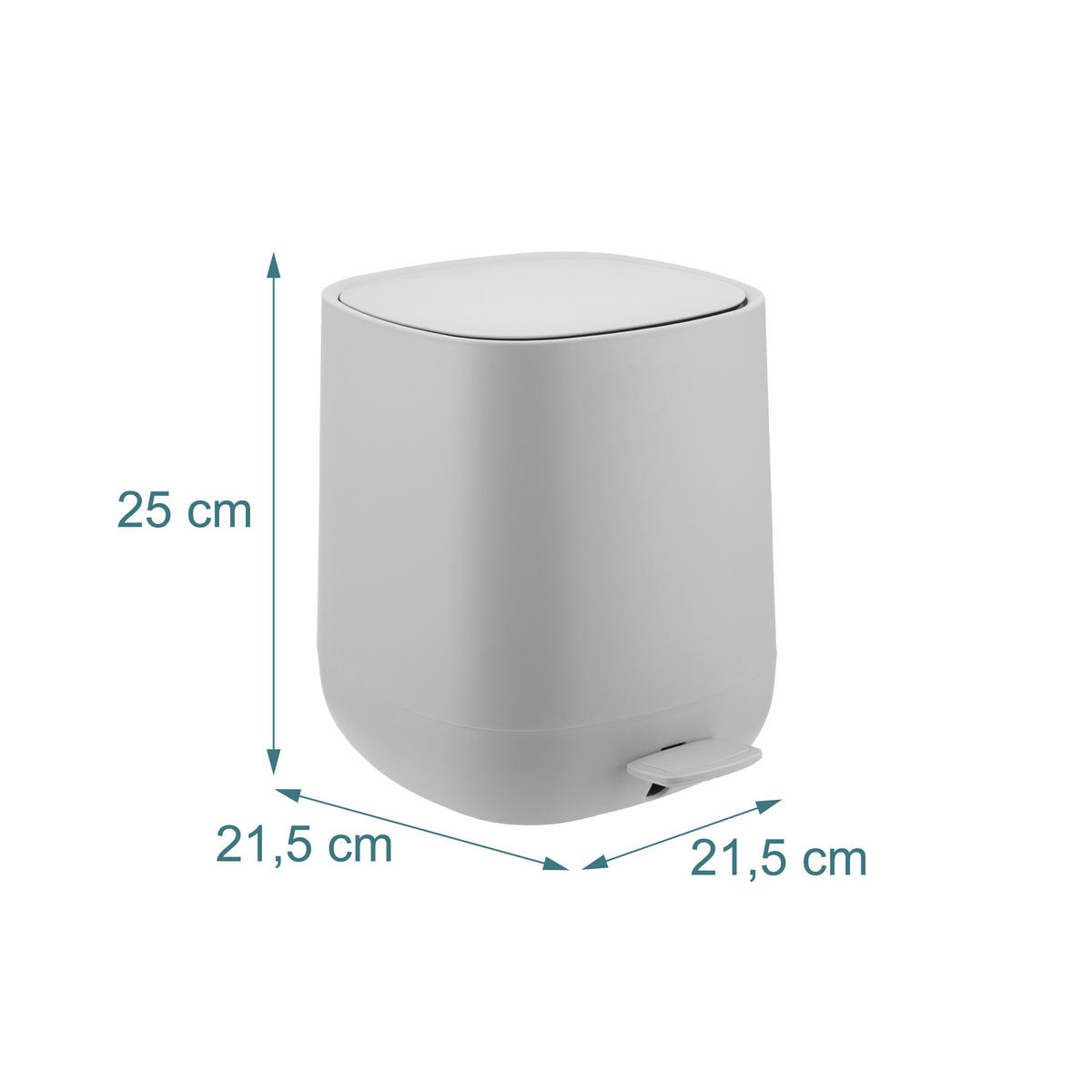 BAD-MÜLLEIMER - Grau, Kunststoff/Metall (21.5/25/21.5cm) - Relaxdays
