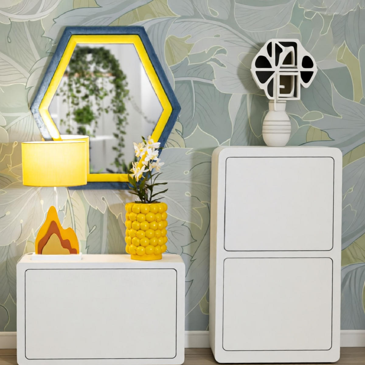 WANDSPIEGEL Tony, mehrfarbig, MDF, Polyester und Spiegelglas, 75 x 4 x 80 cm - Multicolor, Glas/Holzwerkstoff (75/80/4cm) - Mauro Ferretti