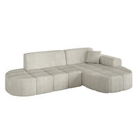 ECKSOFA Ottomane Rechts LIVO-L1 - 252x173x79,5 cm Creme - Hellgrau/Creme, Holzwerkstoff/Textil (252/173cm) - ALTDECOR