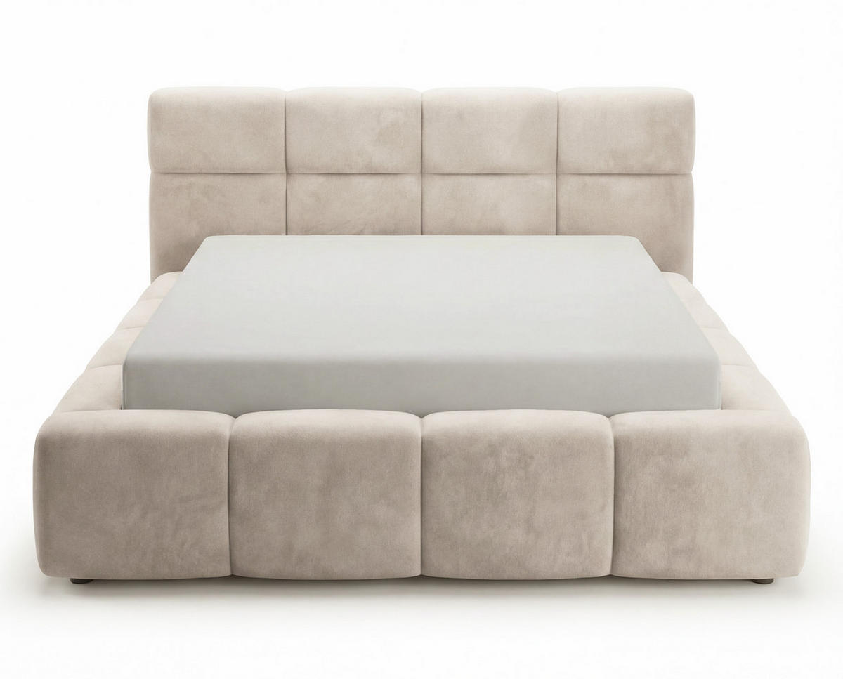 POLSTERBETT 180x200 cm Oslo mit Lattenrost, Bettkasten, Samtstoff, Beige - Beige, Holz/Textil (180/200cm) - Emporius