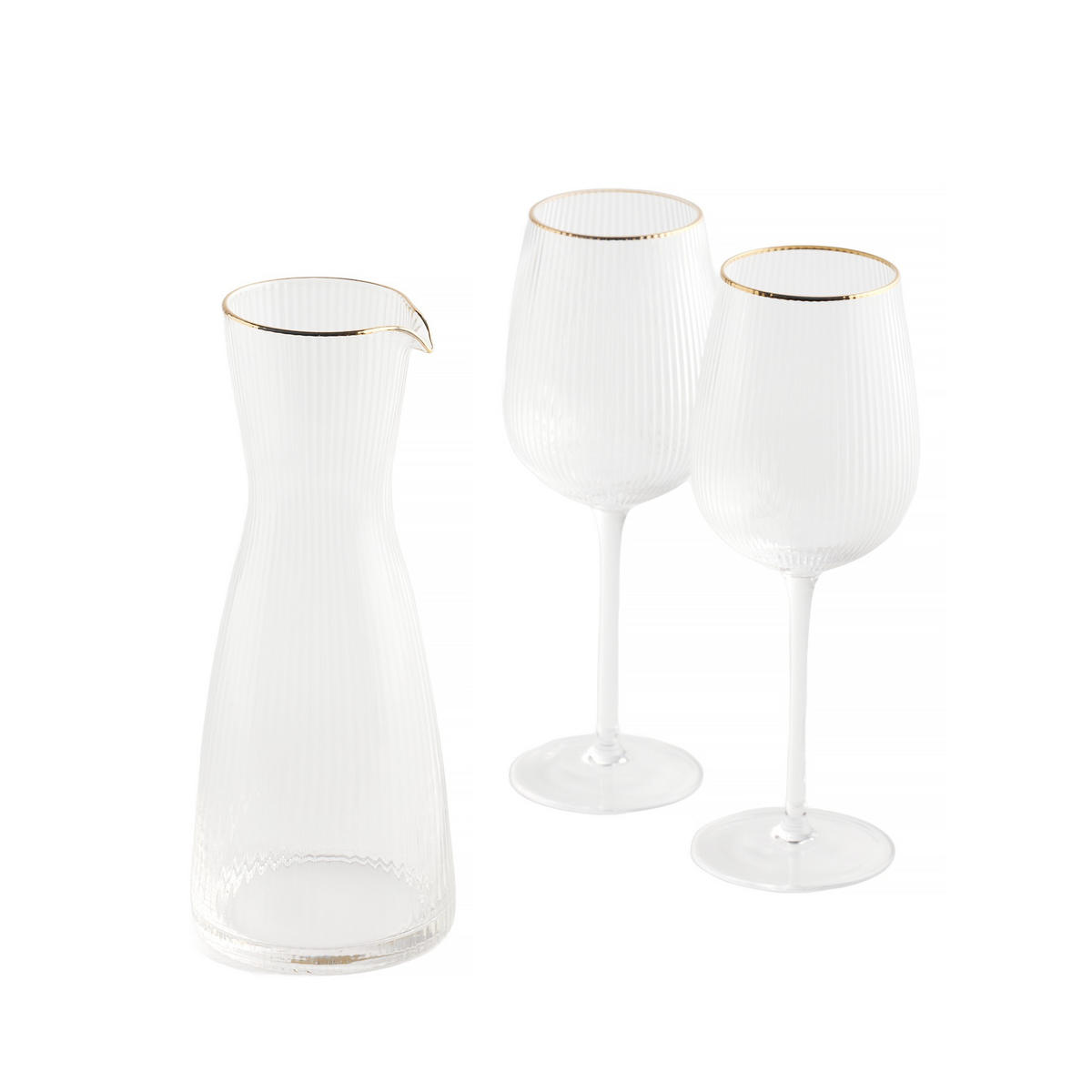 KARAFFE UND LIKÖRGLÄSER Vanesa - Goldfarben, Glas (0.95L) - home&you