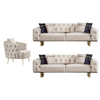 SITZGARNITUR Roma Beige Stellvariante:3+3+1 - Beige, Holz (240/81/103cm) - Villa Möbel