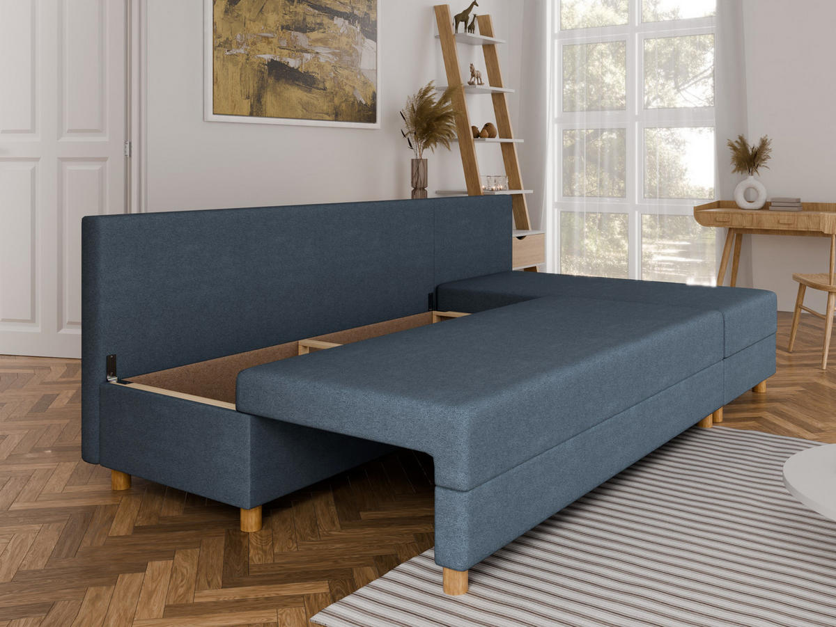ECKSOFA Lellice L-Form- links oder rechts montierbar, blau - Blau, Holz (214/122cm) - Panda Möbel