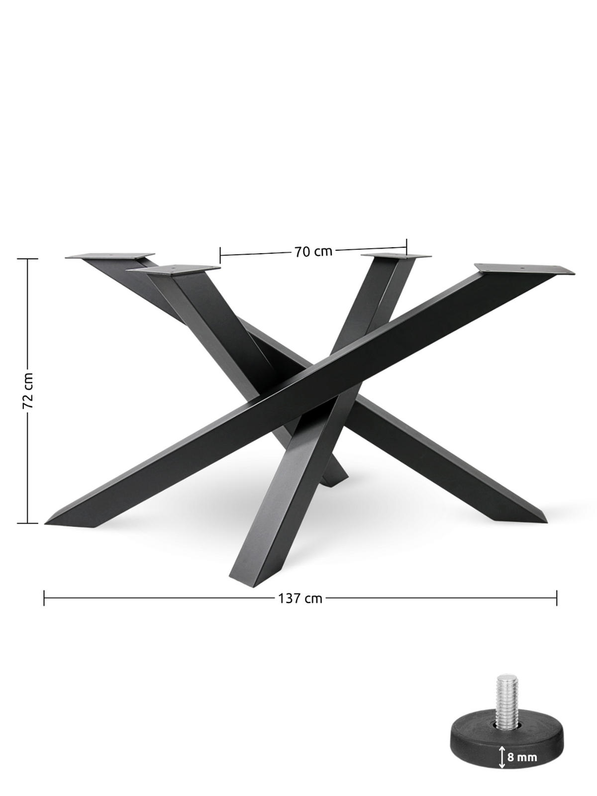 TISCHGESTELL Tiempo Spider Mittelfuß - Schwarz, Metall (70/72/137cm) - holz4home®