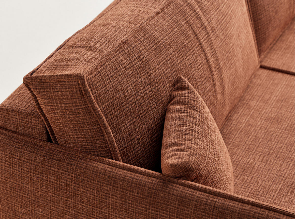 SOFA MIT SCHLAFFUNKTION Obra Kupferfarbe Chenille-Stoff - Schwarz/Kupferfarben, Holz/Holzwerkstoff (220/70/107cm) - Maison de Reve