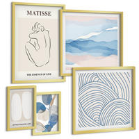 BILDER SET 5er Set - 50x50 cm & 20x30 cm & 40x60 cm Goldrahmen - Matisses abstrakte Formen - Goldfarben, Kunststoff (40/60cm) - TULUP