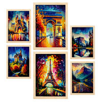 POSTER Set Mit 6 Herbst Im Ölgemälde Stil A3 & A4 Rahmen Aus Hellem Holz - Beige, Papier (29/3cm) - Nacnic