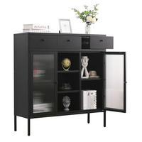 KOMMODE PARIS Metall Schwarz mit 3 Schubladen 105/35/110 cm - Schwarz, Metall (35/110/105cm) - Mein-Regal
