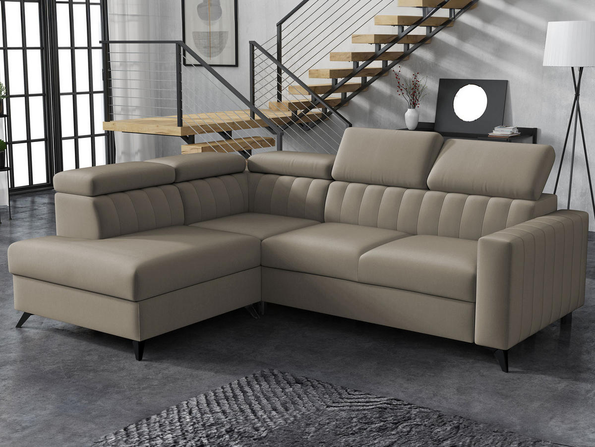 ECKSOFA Milano 2RRLXP, Seite: Links LXP+R+2R - Beige, Holz/Textil (249/195cm) - MIRJAN24