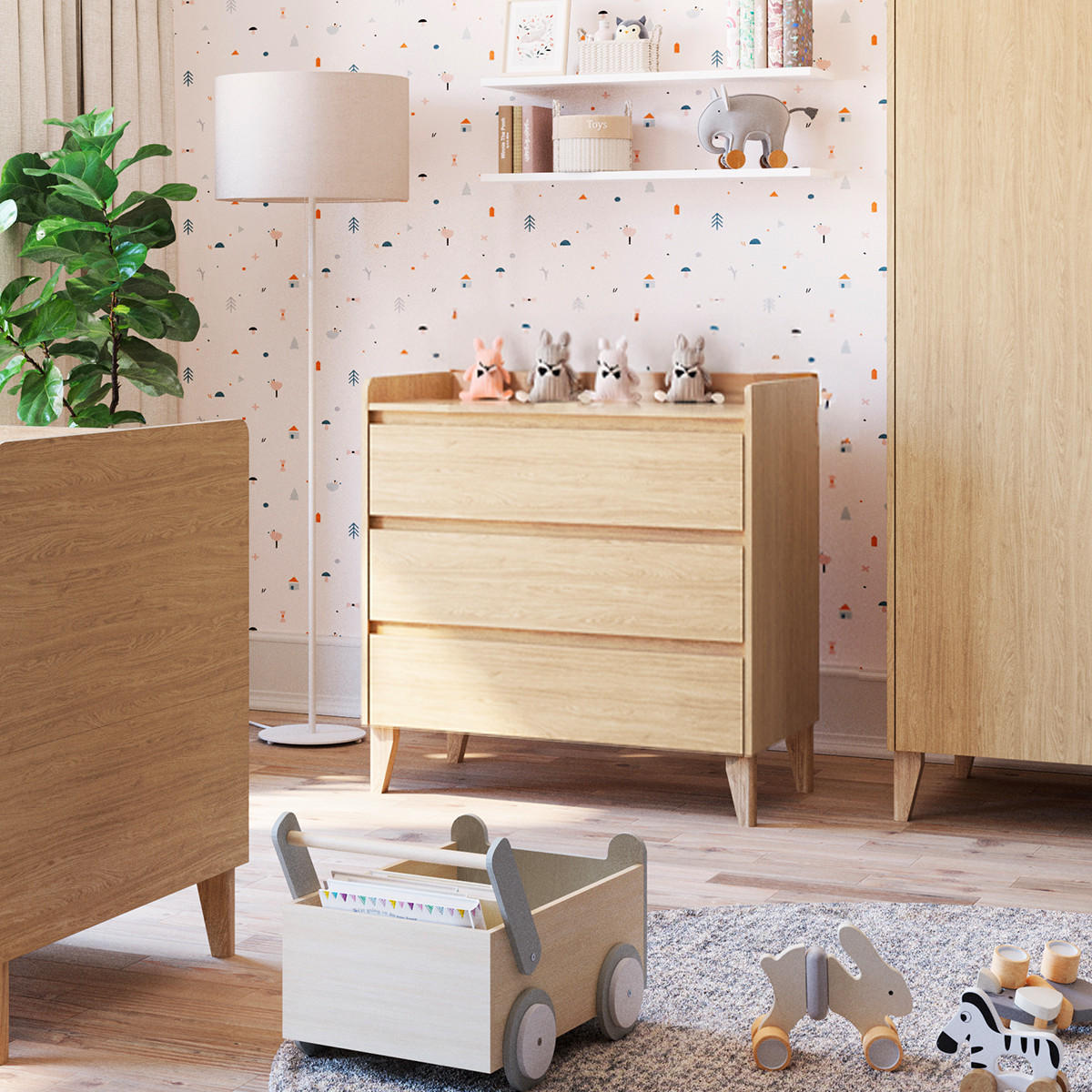 DĚTSKÁ KOMODA Muve Dřevo - hnědá, kompozitní dřevo (90/48/92cm) - Petits-meubles