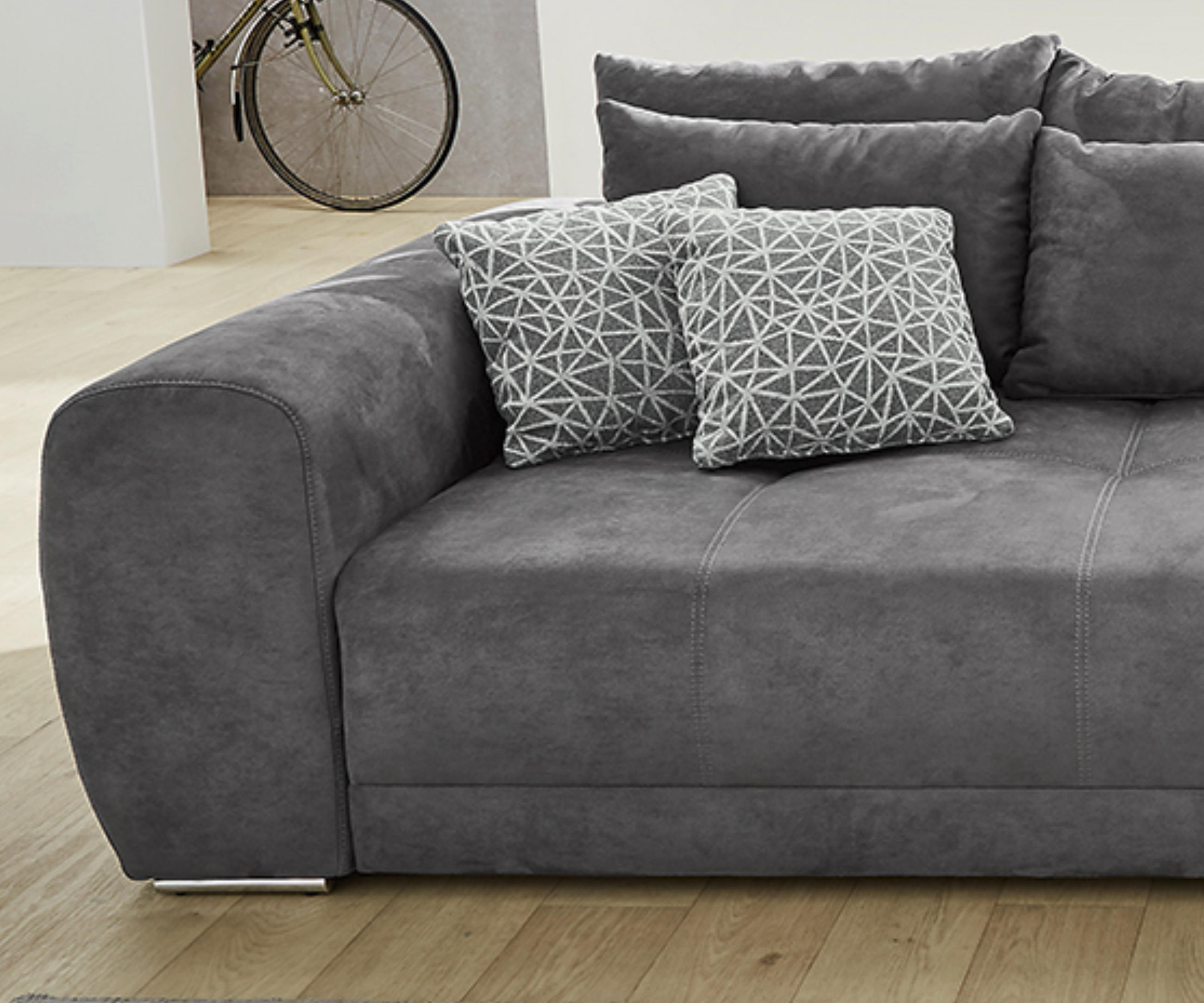 Thumbnail - luma-home Big-Sofa, Grau, Textil, 4-Sitzer, Füllung: Polyurethan (Pur), einzeln stellbar,Rechteckig, 306x86x134 cm, Wohn...