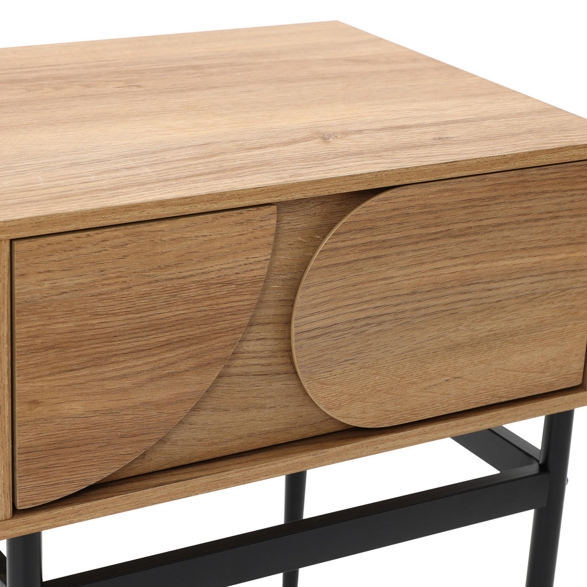 NACHTTISCH Holz mit Schublade, Metallbeinen, Holzoptik | B47.5 x T39 x H58 cm - Braun, Holzwerkstoff (47.5/58/39cm) - Hometopia