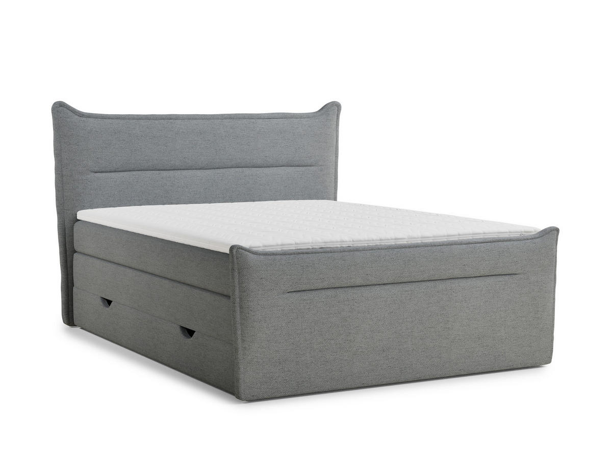 BOXSPRINGBETT Pelino 180/200 cm, in Grau, Bettkasten, Matratze, Topper - Schwarz/Grau, Holz/Holzwerkstoff (180/200cm) - Maison de Reve
