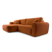 ECKSOFA VIVA Orange Kordstoff mit Schlaffunktion - Orange, Holz (297/169cm) - MASSENO