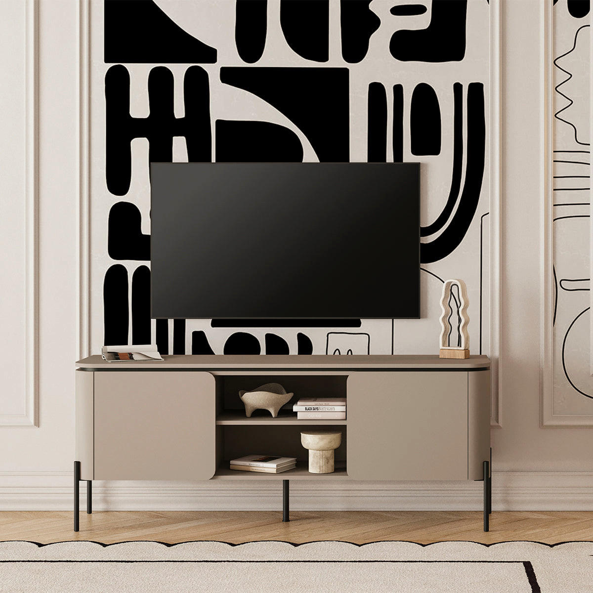 TV STOLÍK Krtko - taupe, kompozitné drevo (162.8/65/39.5cm) - Petits-meubles