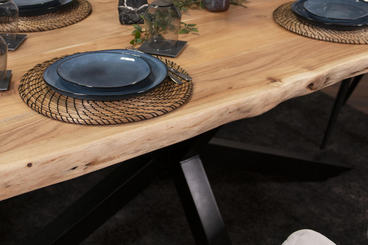 ESSTISCH CALI - Beige/Schwarz, Holz/Metall (100/220/77cm) - SAM