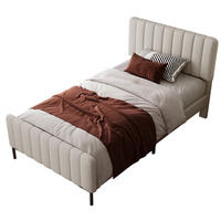 POLSTERBETT 90/200 cm mit Lattenrost & höhenverstellbarem Kopfteil, Grau-Beige - Grau, Textil (90/200cm) - Redom