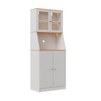 BUFFET hoch 40x70x180 cm LED Arbeitsplatte Stauraum weiß - Weiß, Holz (70/180/40cm) - LEBENLANG