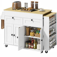 KÜCHENINSEL DE-11333 Ausziehbarer Arbeitstisch mit 2 Schubladen Weiß - Weiß, Holzwerkstoff (127.2/87.8/50cm) - ComfortXL