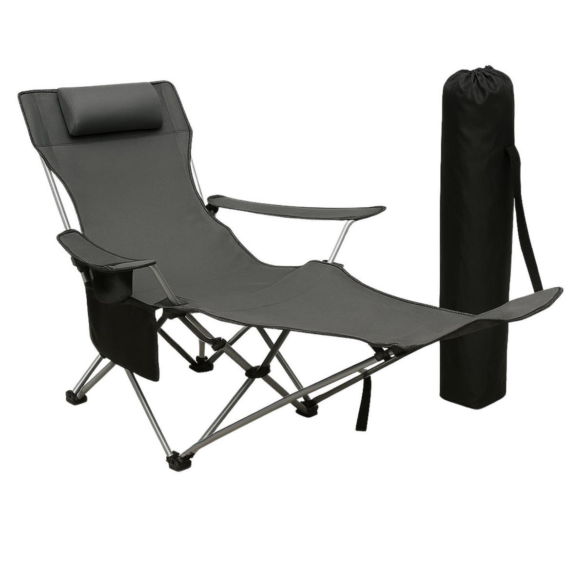 GARTEN LIEGESTUHL klappbar in Grau - Grau, Metall (53/88/156cm) - Coemo