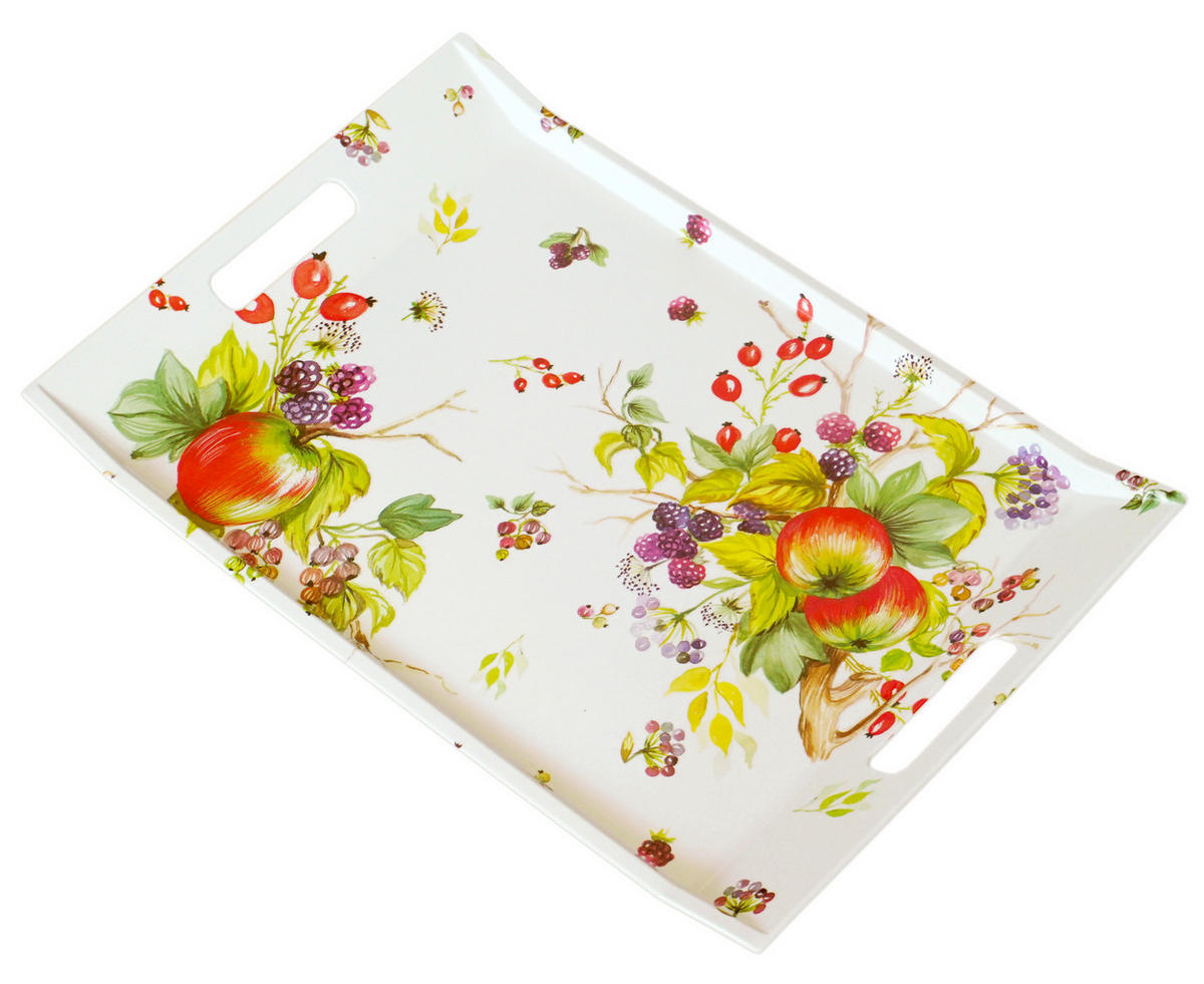 TABLETT Brombeeren, rechteckige Serviertablett mit Griff 47x31 cm - Brombeere, Kunststoff (31/3/47cm) - Lashuma