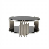COUCHTISCH 80/80/45 cm schwarz aus gehärtetem Glas mit 2 Ebenen - Schwarz, Metall (80/80/45cm) - OKWISH