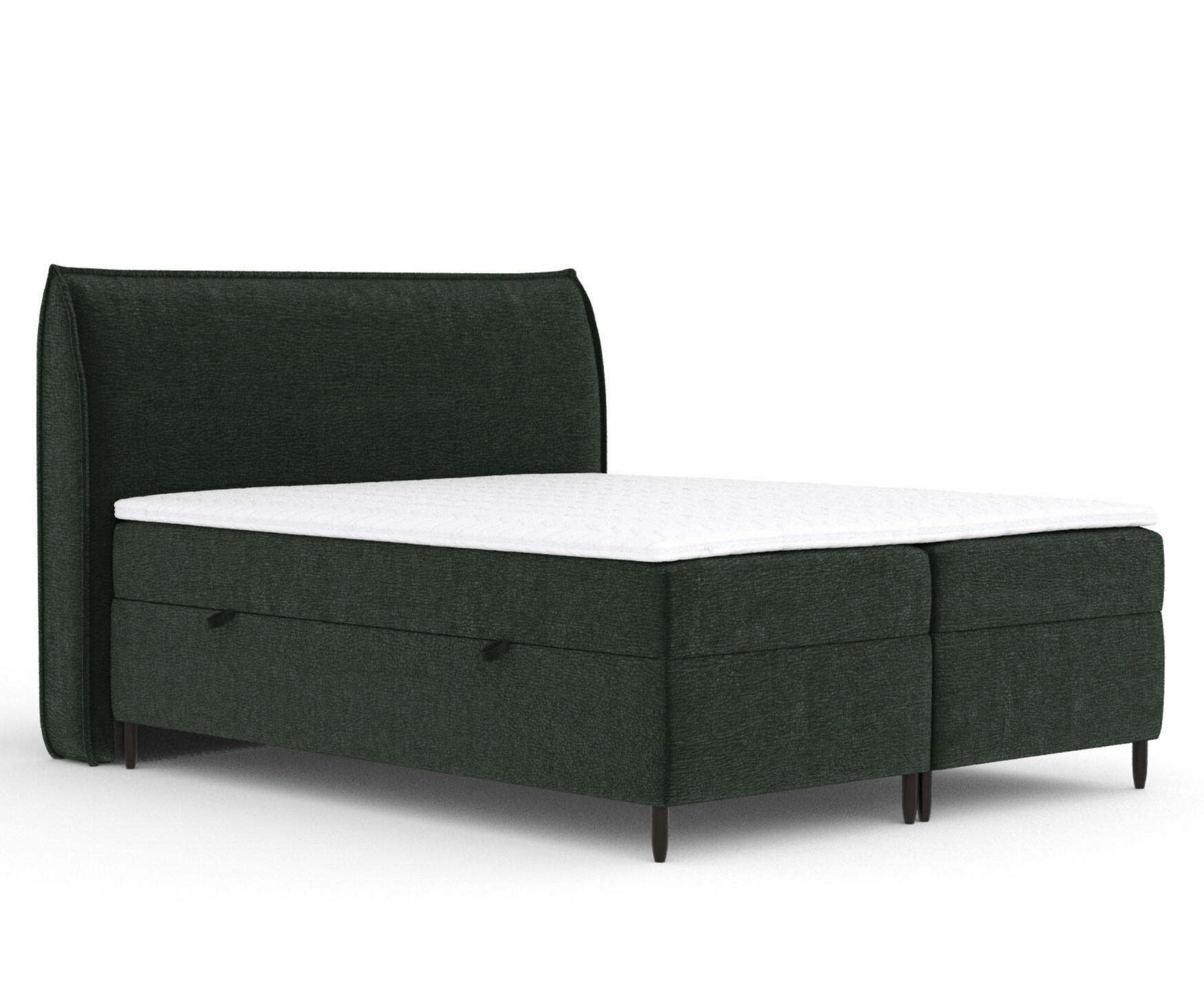 BOXBETT 180/200 cm Corvus, in Dunkelgrün, Matratze, Topper, Bettkasten, H3 = fest - Dunkelgrün/Schwarz, Holz/Holzwerkstoff (180/200cm) - Maison de Reve