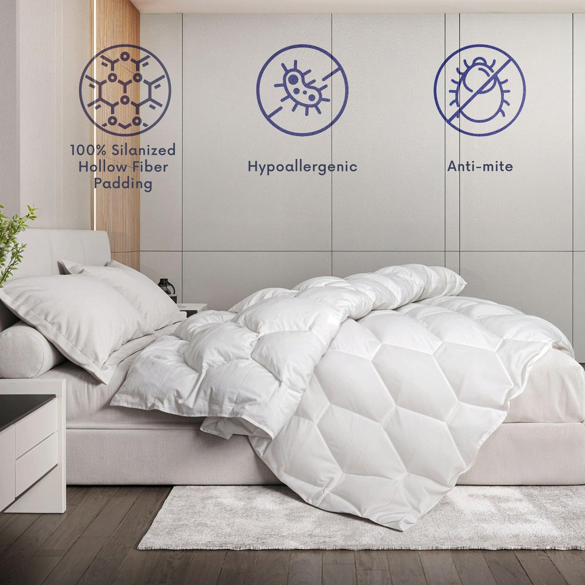 WINTERDECKE 200x200 cm 400 g | Warme und Weiche Füllung aus Soft-Vlies - Weiß, Textil (200/200cm) - The White Stone