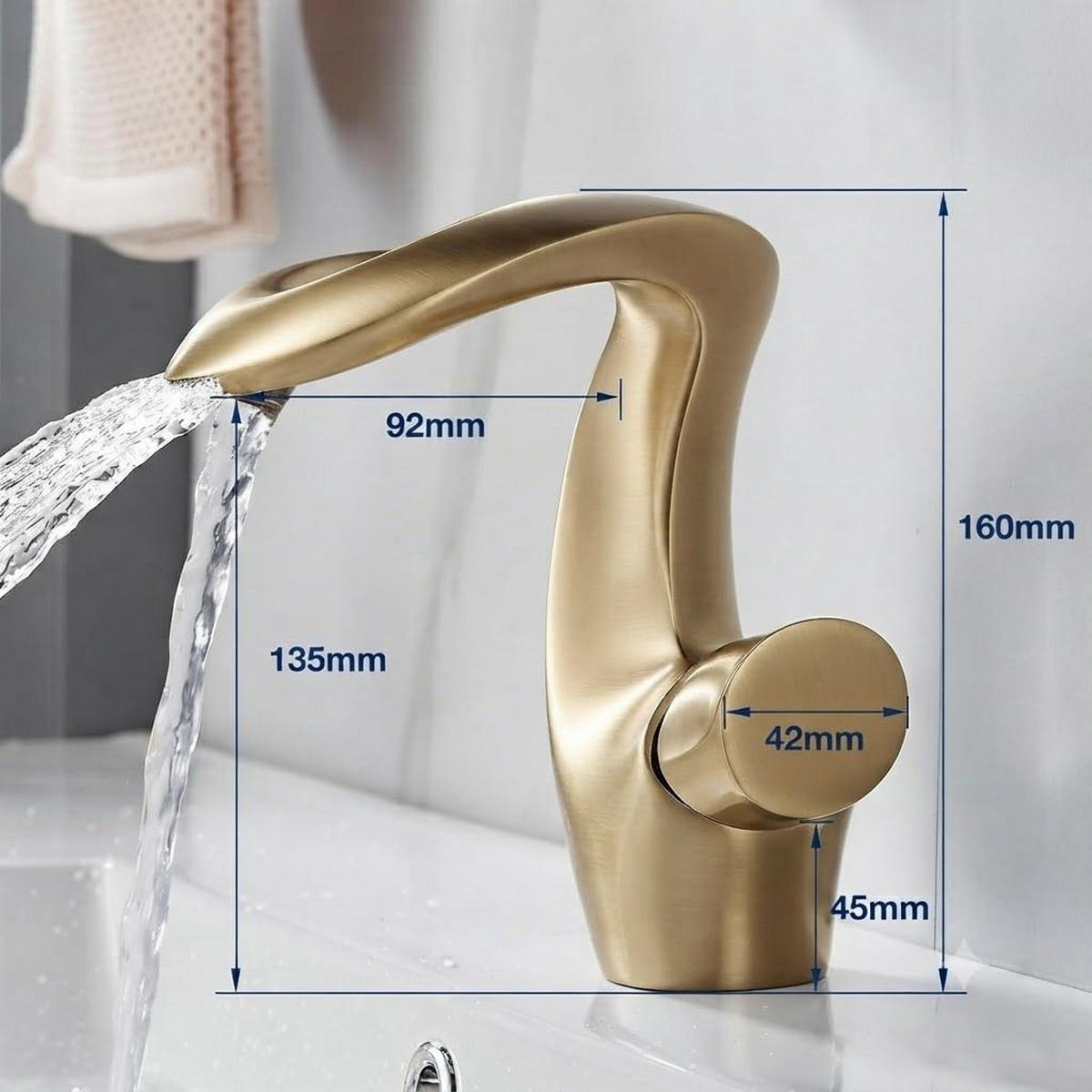 ARMATUR, kunstvolles Golddesign, 160 x 134 mm, aus Messing - Goldfarben, Metall (26/16/24cm) - Vallsero