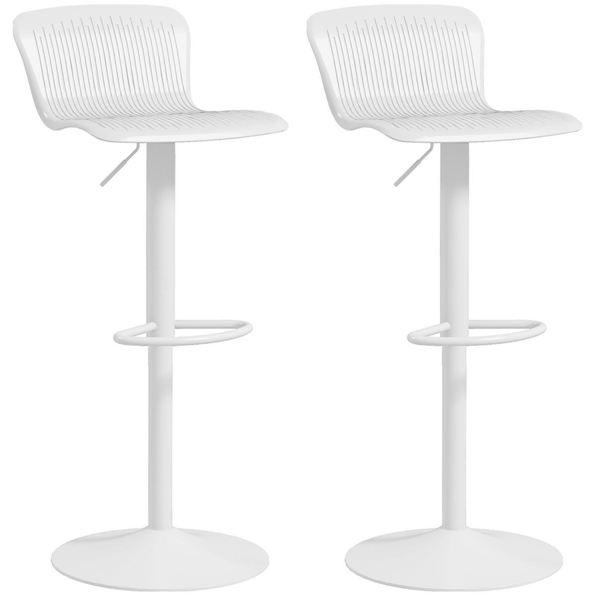 BARHOCKER 2er-Set DE-14771 höhenverstellbar mit Rückenlehne und Fußstütze Weiß - Weiß, Metall (38.5/97.5/40cm) - ComfortXL
