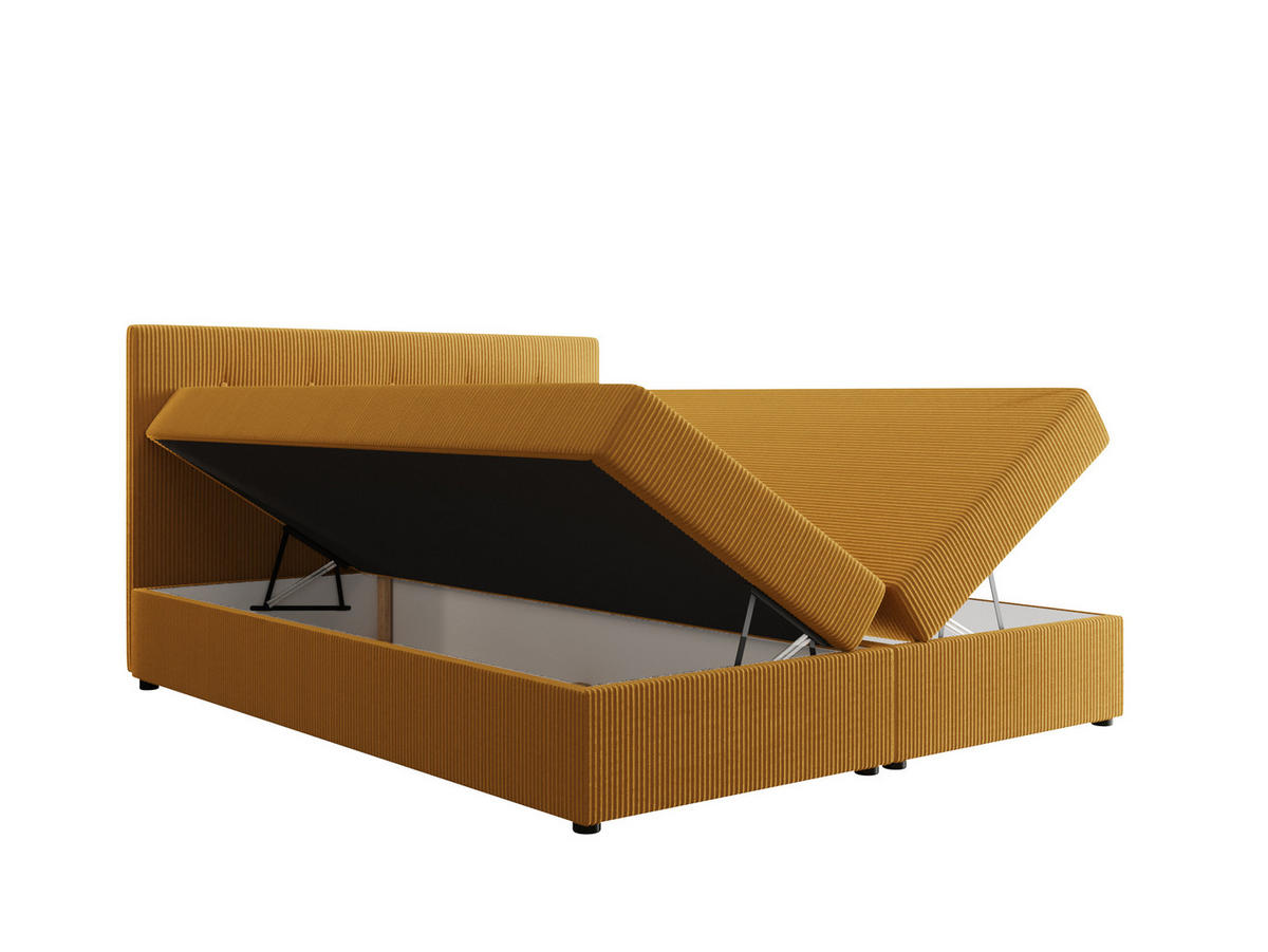 BOXBETT FADO 22 mit Matratze H3, Bonell und Topper 160x200 Zoom 9 - Gelb, Holz/Textil (160/200cm) - Bedante