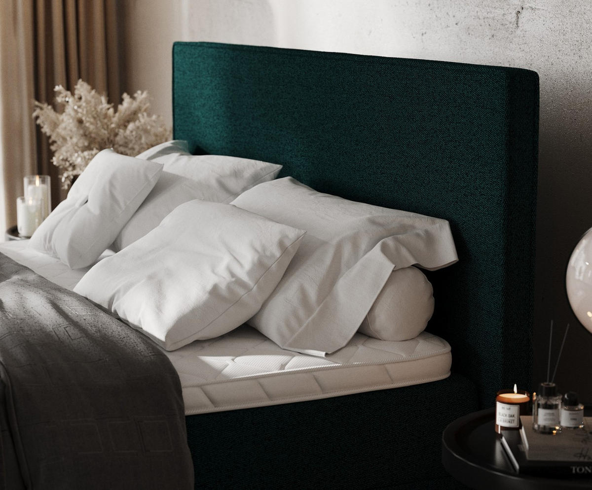 BOXBETT Velma 180/200 cm Grün im Riva Stoff - Schwarz/Grün, Holz/Holzwerkstoff (180/200cm) - AltaBeds