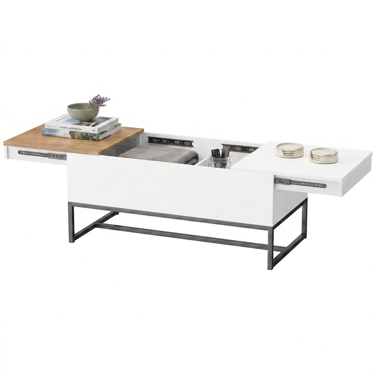 COUCHTISCH PANG-V7R3K9 Weiß - Weiß, Metall (100/50/45cm) - PANGIVO