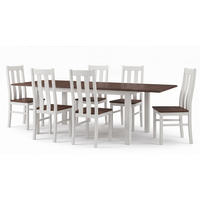 ESSZIMMER-SET Belluno Elegante 7-tlg Kiefer Weiß / Gebeizt Nussbaum 150-197 / 93 / 96cm - Nussbaumfarben/Weiß, Holz (197/96/93cm) - Feldmann-Wohnen