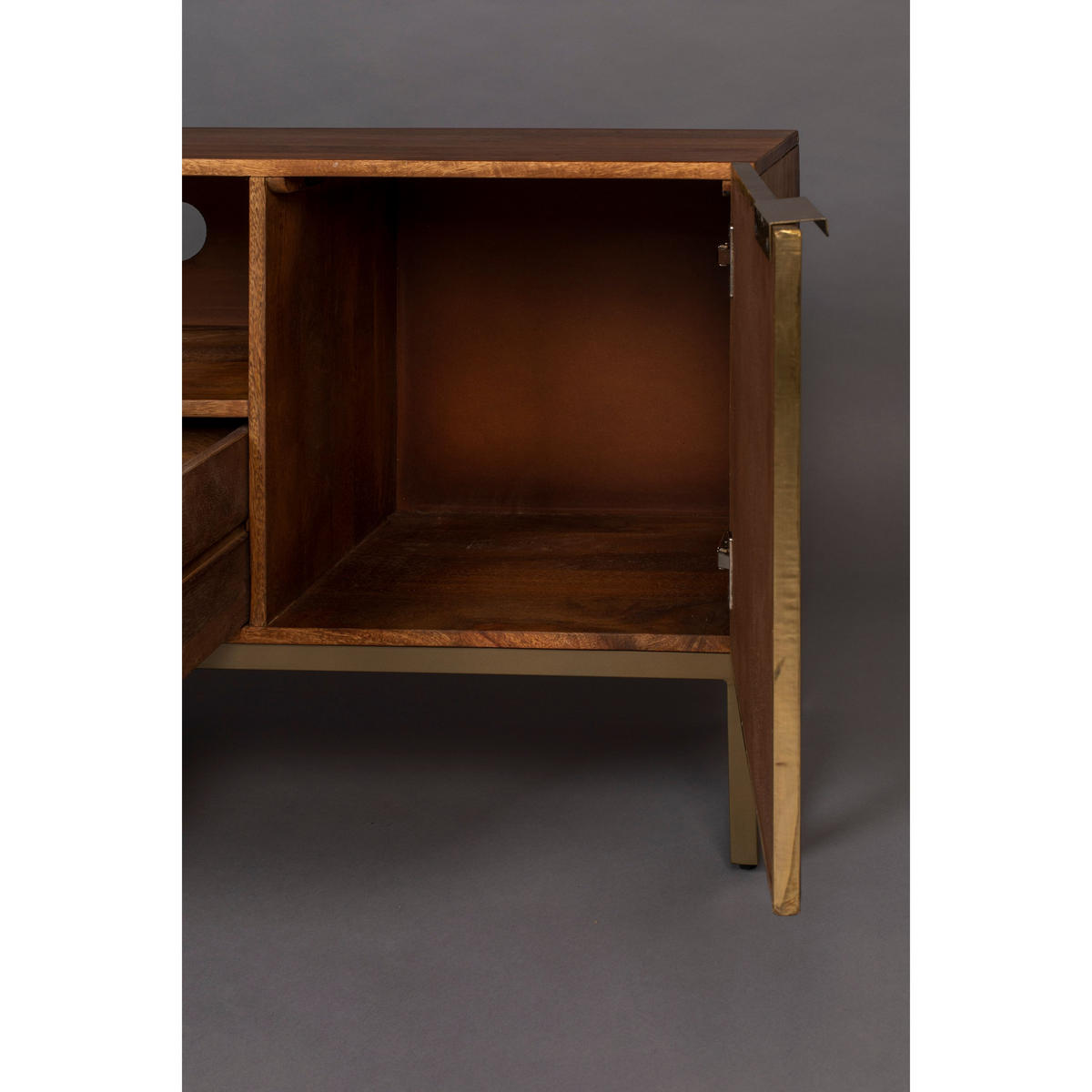 SIDEBOARD Lenkrad Gold - Goldfarben, Holz (40/60/135cm) - Dutchbone