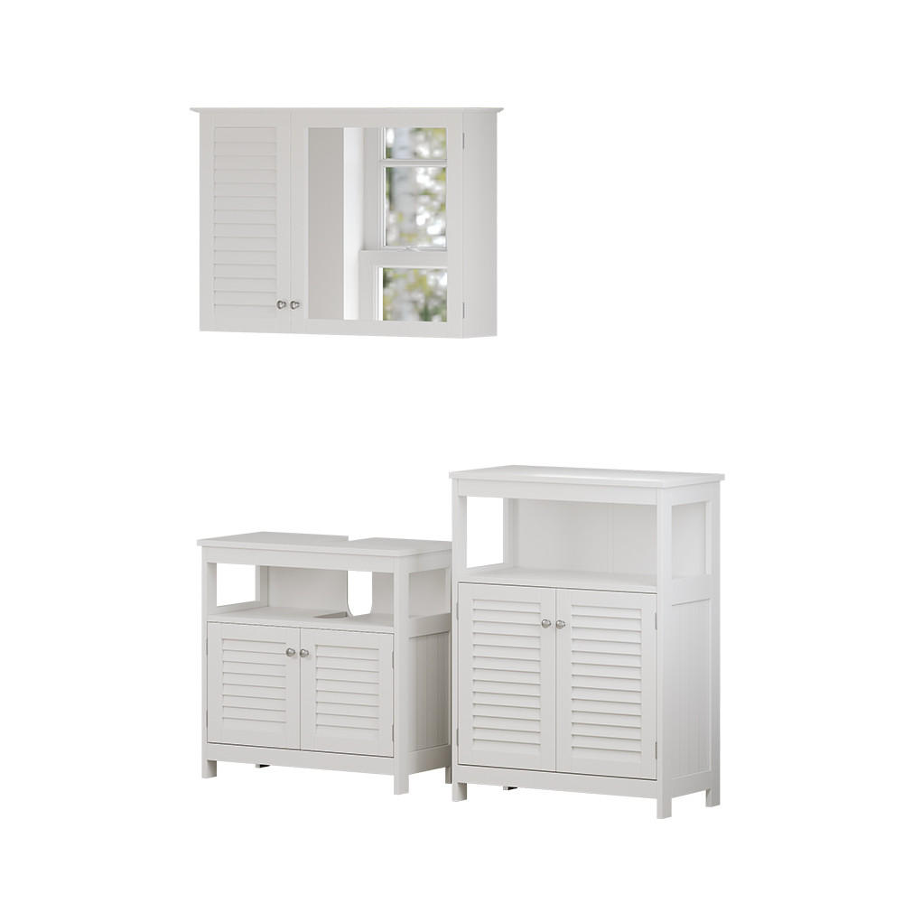 BADMÖBEL-SET Riad Weiß 3 Teile, Option 3 - Weiß, Holzwerkstoff (60/60/30cm) - Vicco