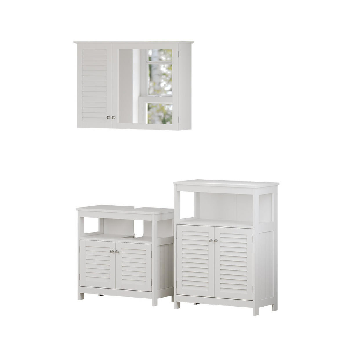 BADMÖBEL-SET Riad Weiß 3 Teile, Option 3 - Weiß, Holzwerkstoff (60/60/30cm) - Vicco