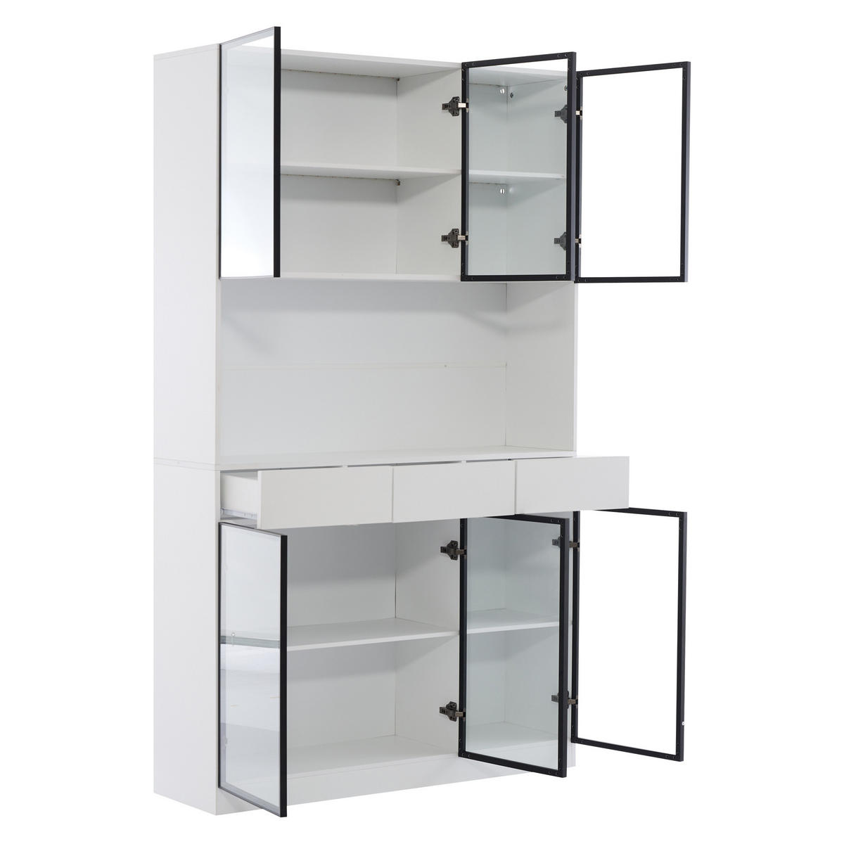 VITRINE weiß 120/36/200 cm - Weiß, Glas/Holzwerkstoff (120/200/36cm) - Urban Meuble