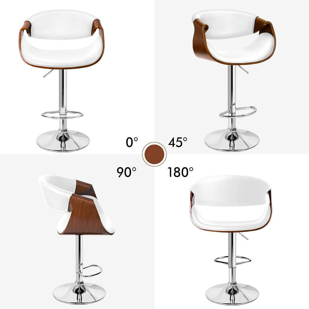BARHOCKER mit Holzrückenlehne Weiß Höhenverstellbar 360° drehbar - Weiß, Kunststoff (40/110/40cm)