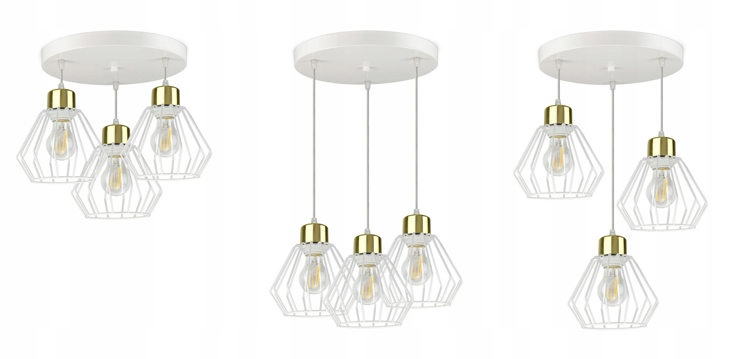 PENDELLEUCHTE LOFT - Goldfarben/Weiß, Metall (30/30/80cm) - kiki design