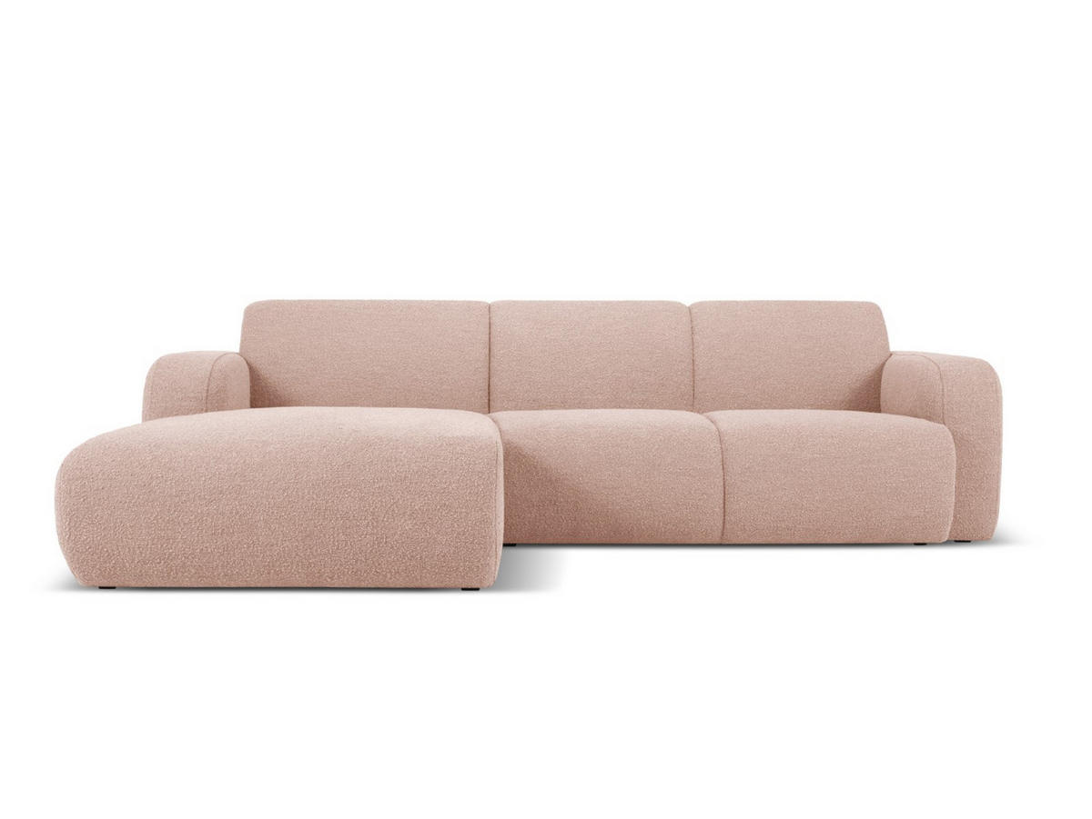 ECKSOFA links Molino aus Boucle puderrosa 4 Sitzplätze - Pink, Textil (170/250cm) - Micadoni