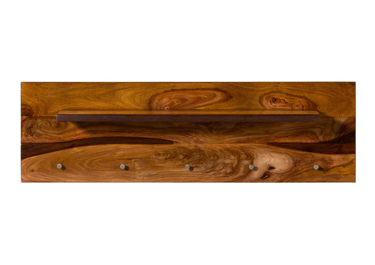 WANDGARDEROBE Sheesham 115x23x35 walnuss gewachst TORONTO #272 - Dunkelbraun, Holzwerkstoff (115/35/23cm) - Massivmoebel24