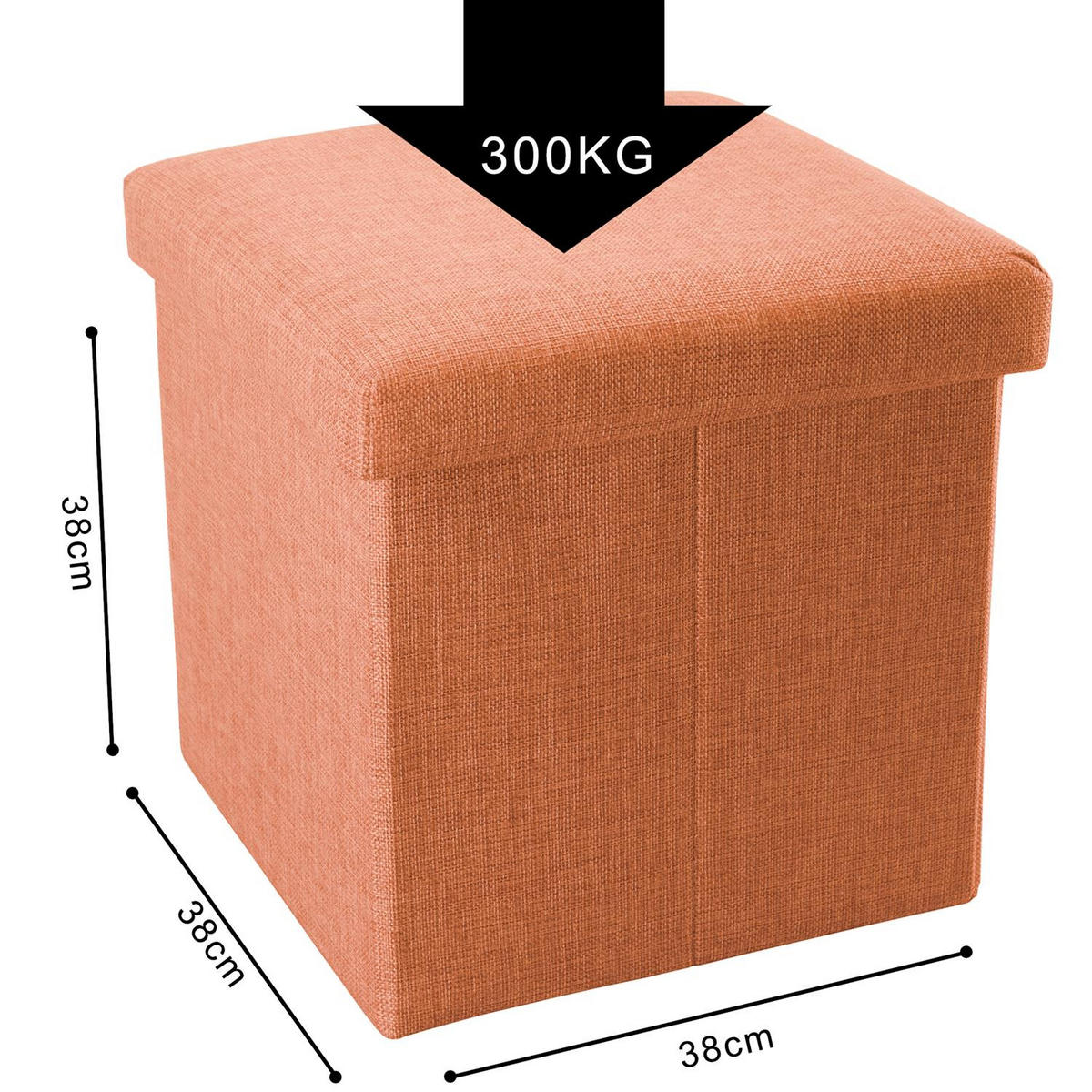 SITZBOX mit Stauraum 30/30/30 cm (Orange) - Orange, Textil (38/38/38cm) - Intirilife