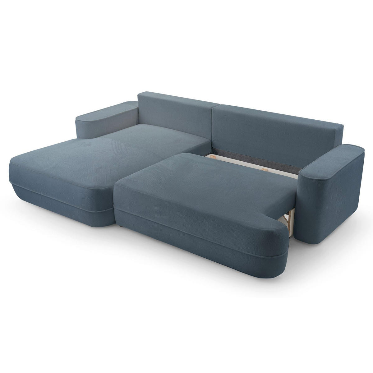ECKSOFA Fuerro Hellblau Strukturstoff - Schwarz/Hellblau, Kunststoff/Textil (260/168cm) - Selsey