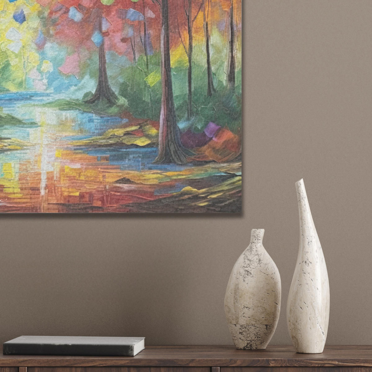 AKUSTIKBILD Landschaft - Wald - Farben - Natur Wandbilder 60x60 cm - Multicolor, Kunststoff (60/60/0.9cm) - MuchoWow