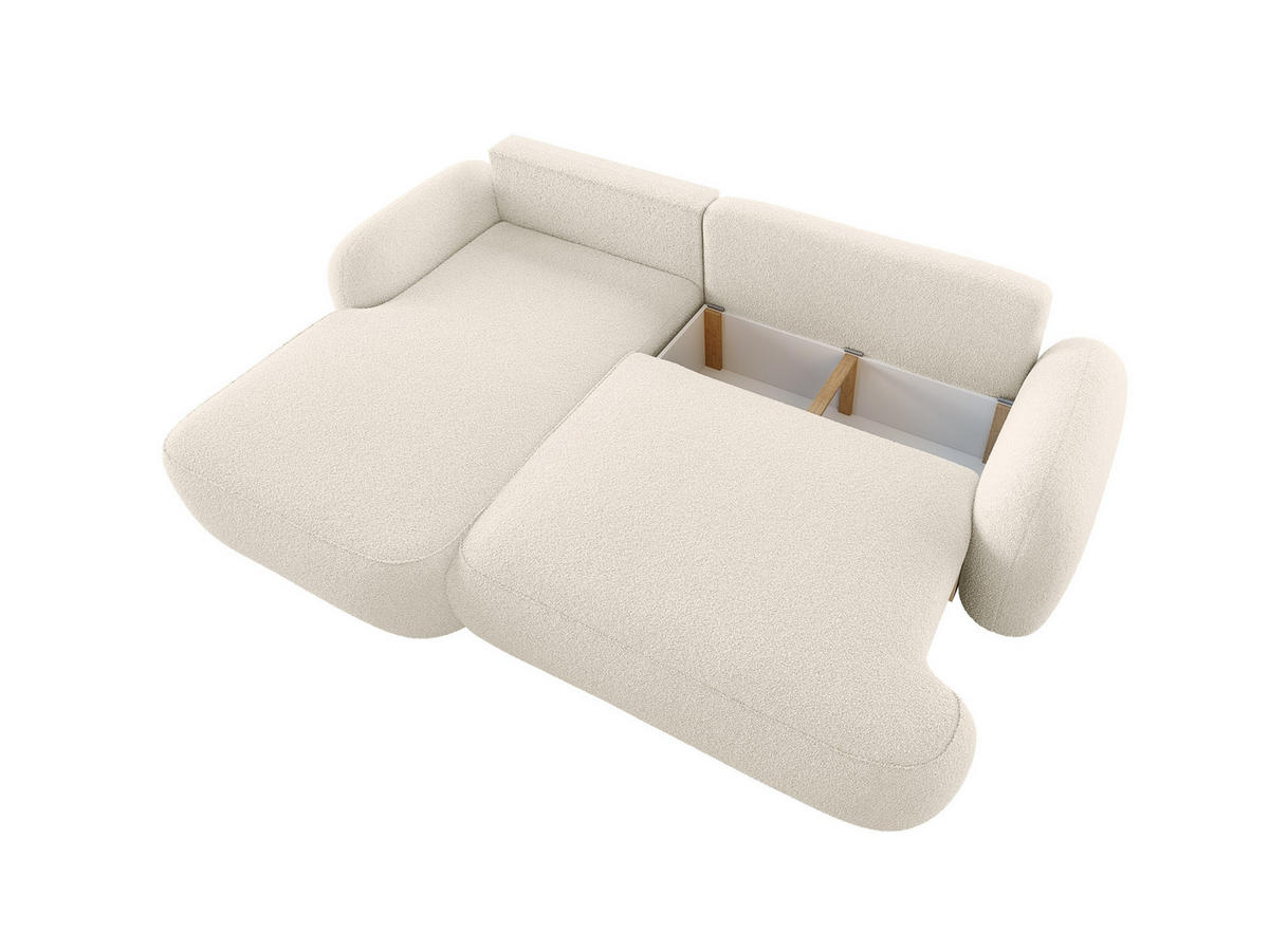 ECKSOFA MIVARO Schlaffsofa Boucle Weiß (LINKS) - Beige, Textil (176/276cm) - Luxkor24